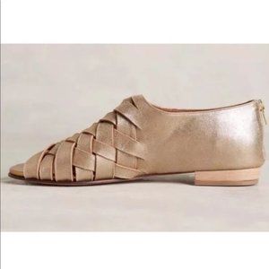 Anthropologie Gold Leather Sandal EU 41 US 10.5
